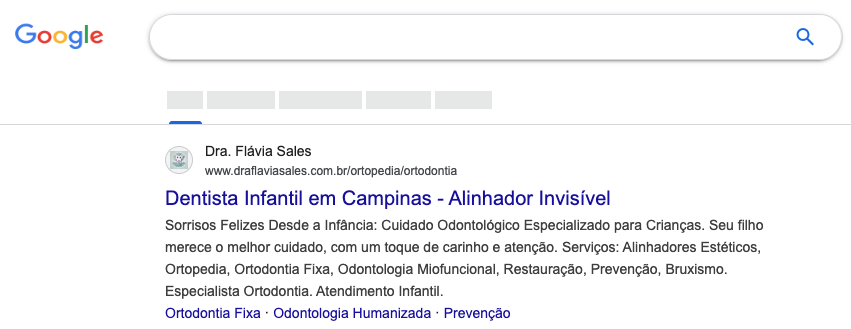 Resultado real da Dra. Flávia Sales no Google